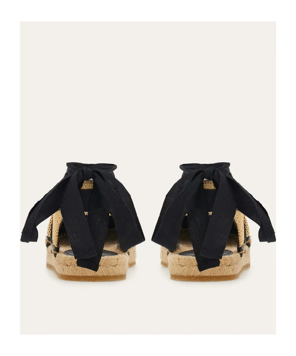Logo Straw Flat Sandals