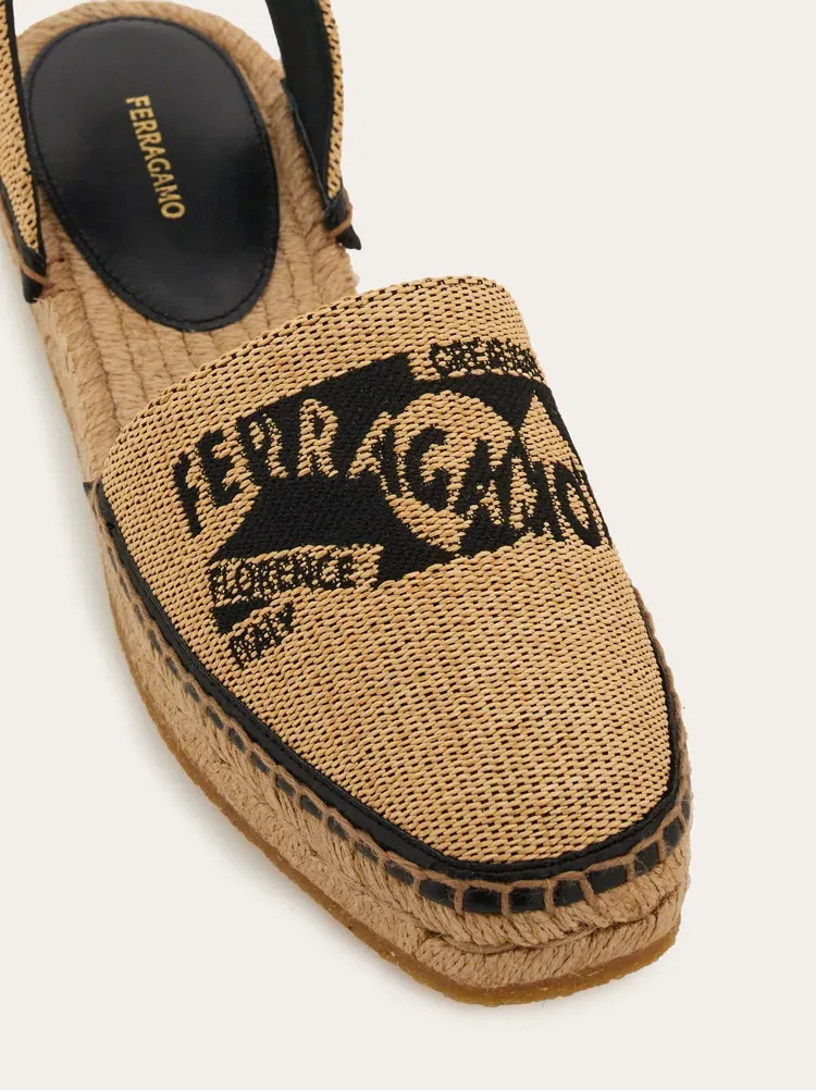 Logo Straw Flat Sandals