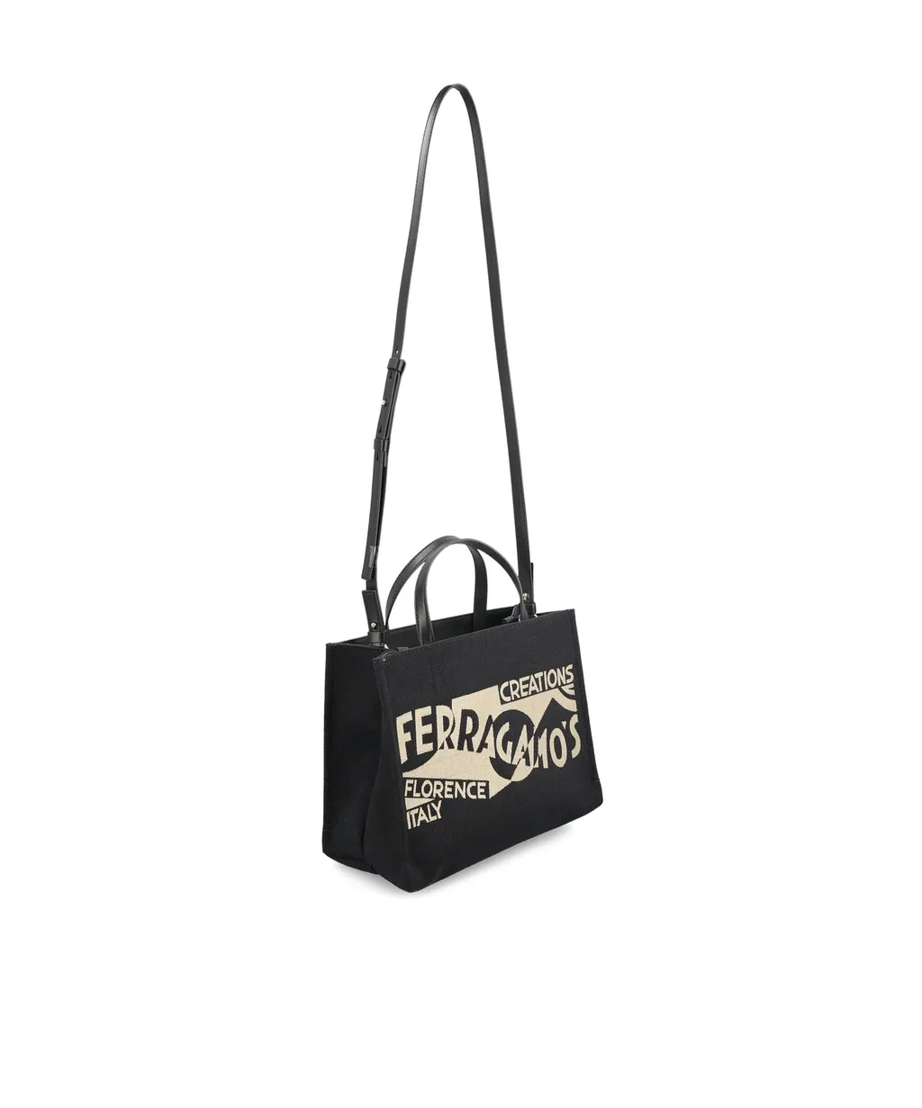 Logo-Jacquard Raffia Tote Bag