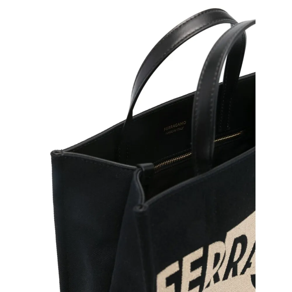 Logo-Jacquard Raffia Tote Bag