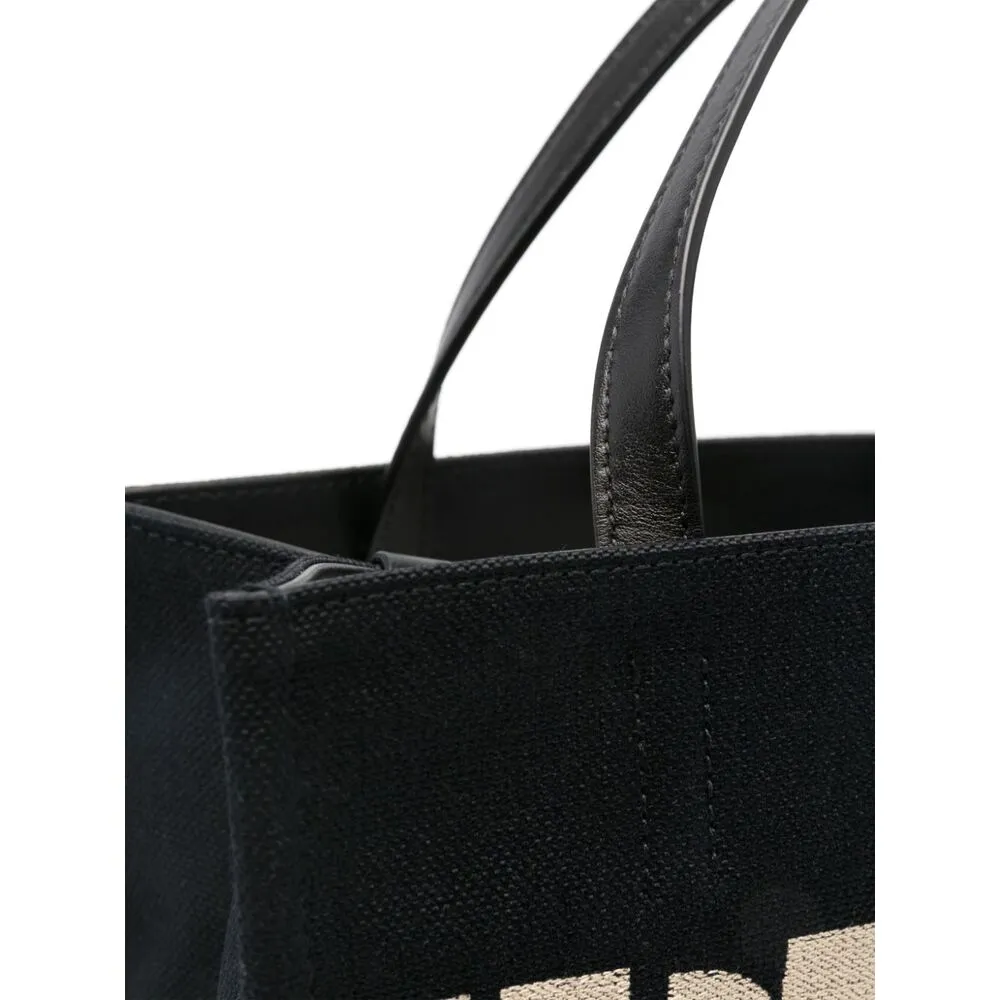 Logo-Jacquard Raffia Tote Bag