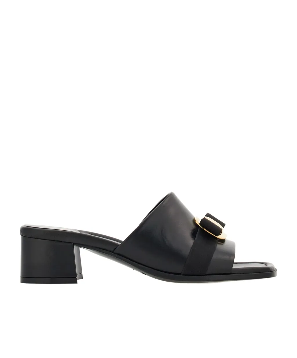 Logo Square Toe Heel Sandals