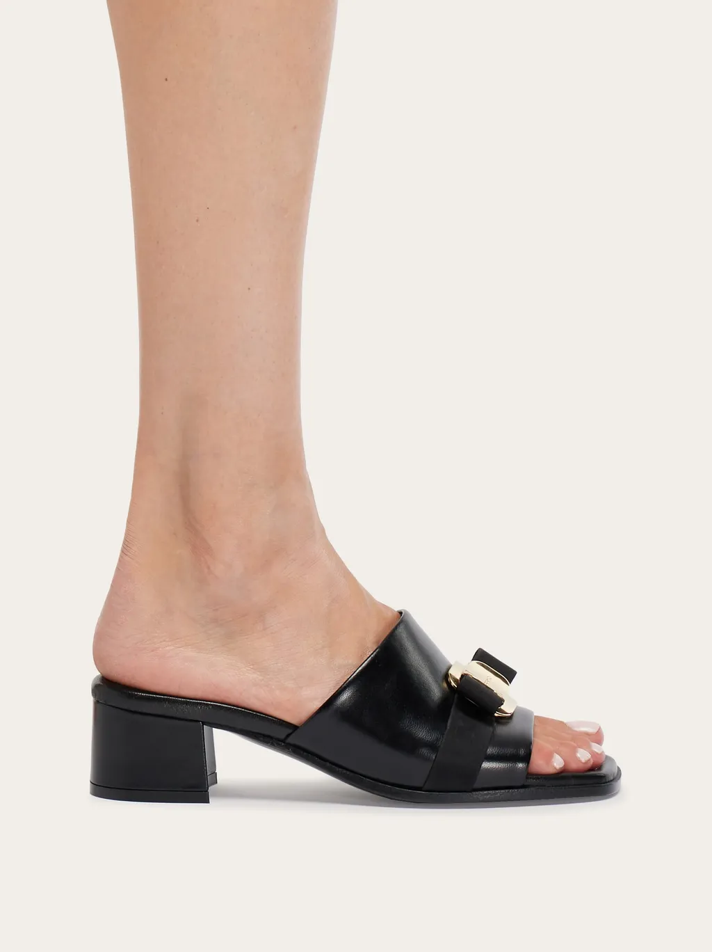 Logo Square Toe Heel Sandals