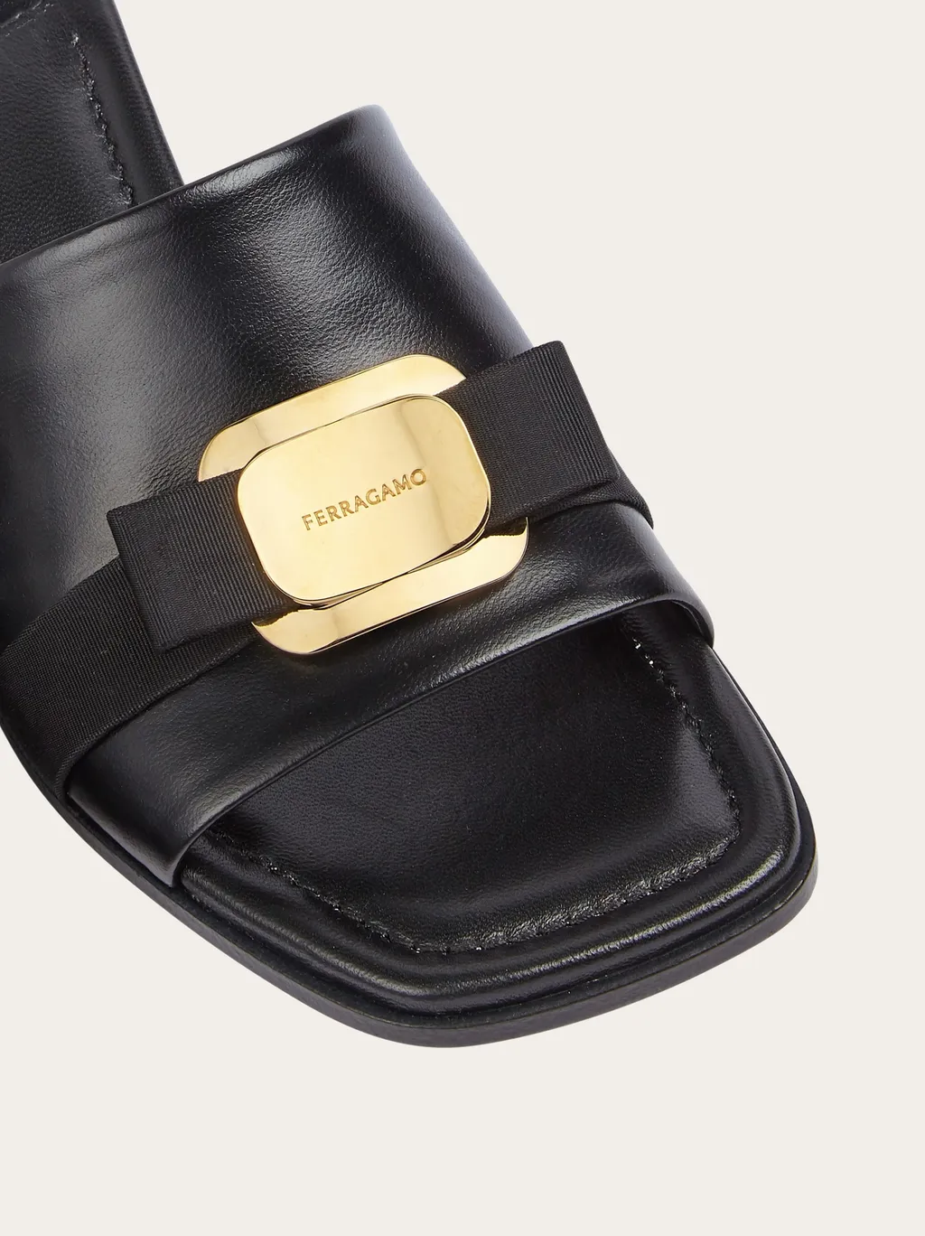 Logo Square Toe Heel Sandals