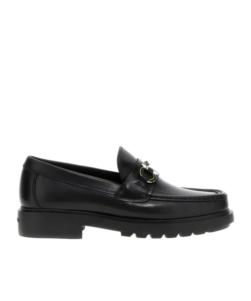 Gancini-Plaque Leather Loafers