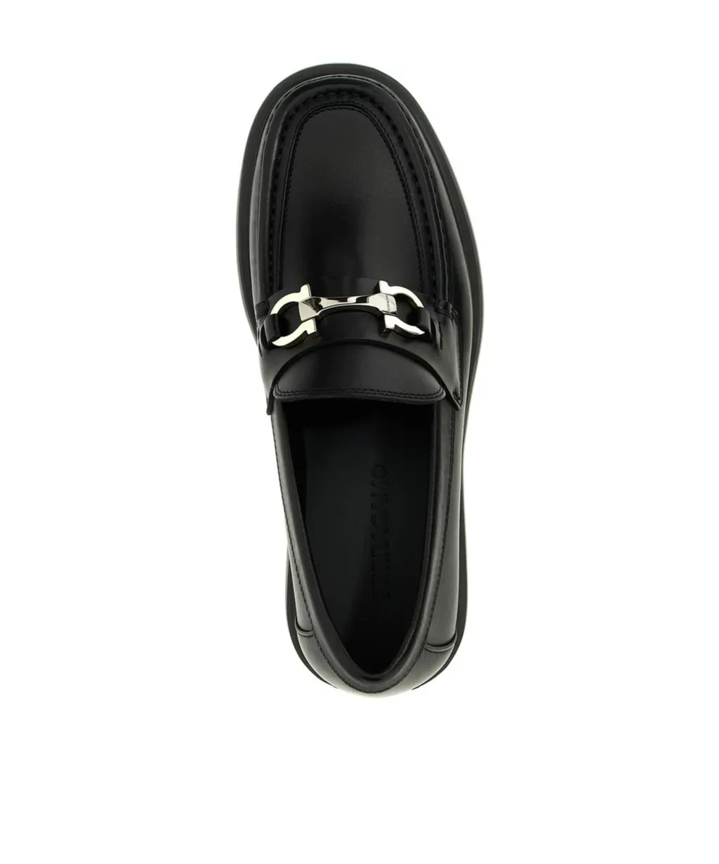Gancini-Plaque Leather Loafers