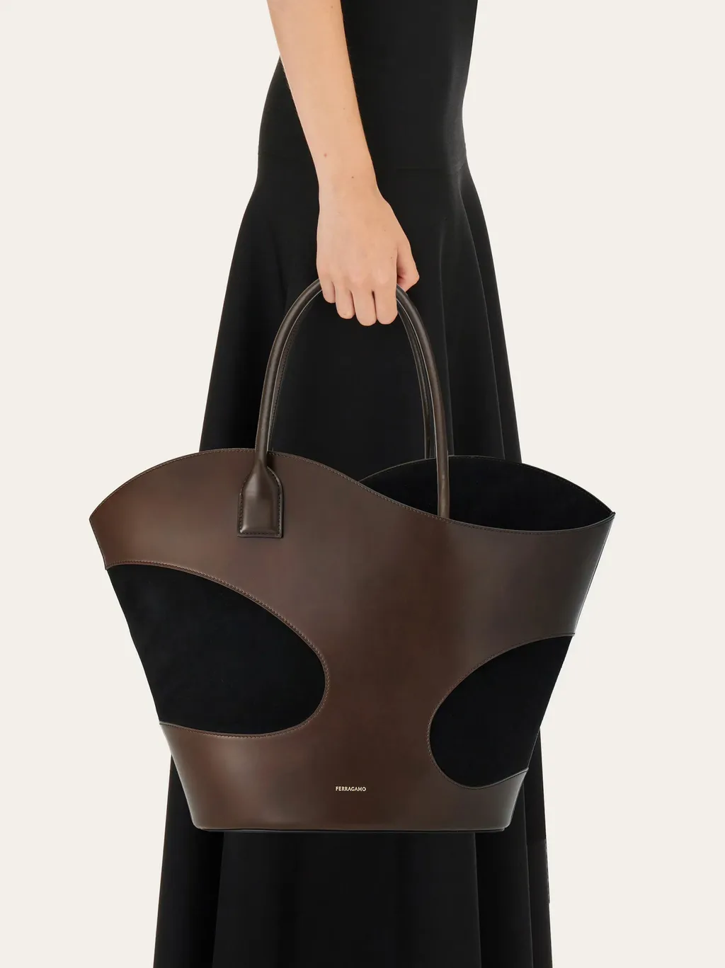 Hollowed-Out Logo Handbag