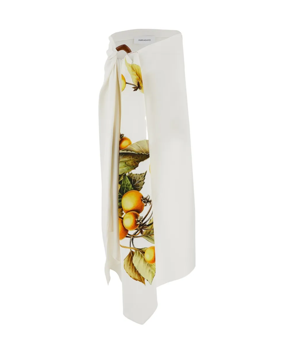 Plant Printed Asymmetrical Skirt
