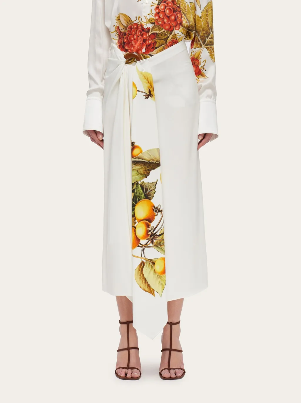 Plant Printed Asymmetrical Skirt
