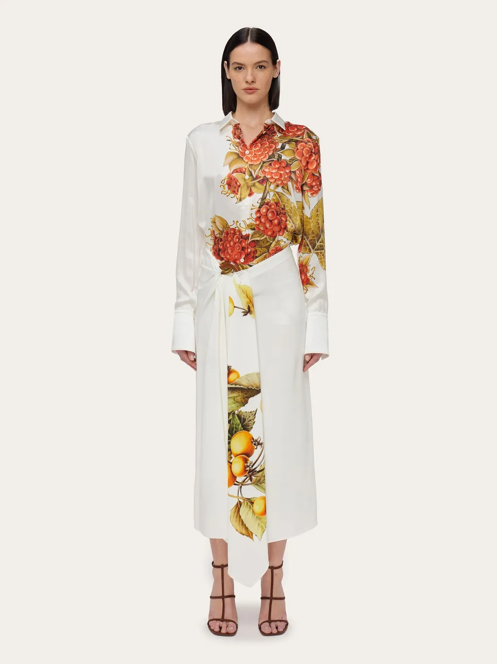 Plant Printed Asymmetrical Skirt