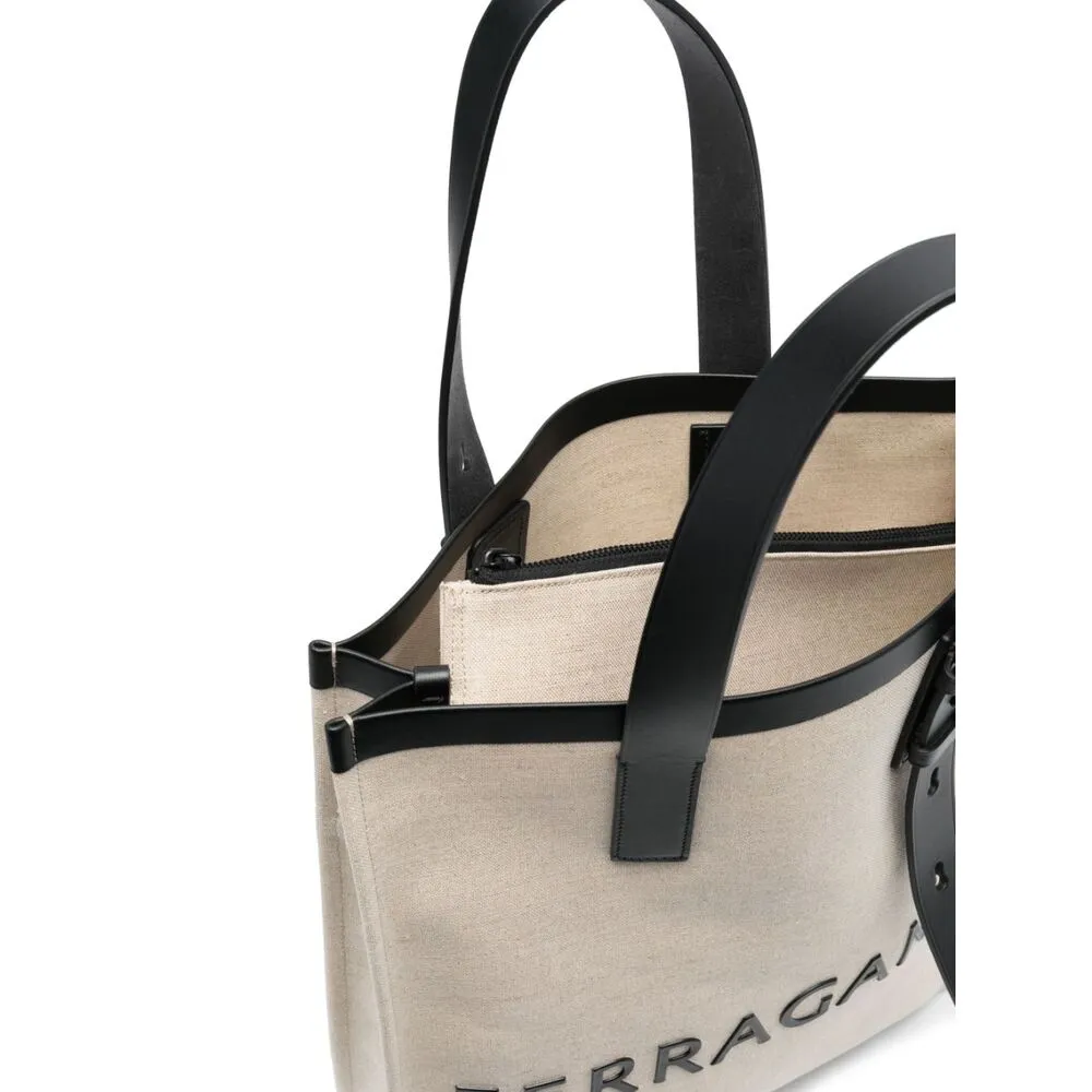 Logo Patch Top Handle Tote Bag