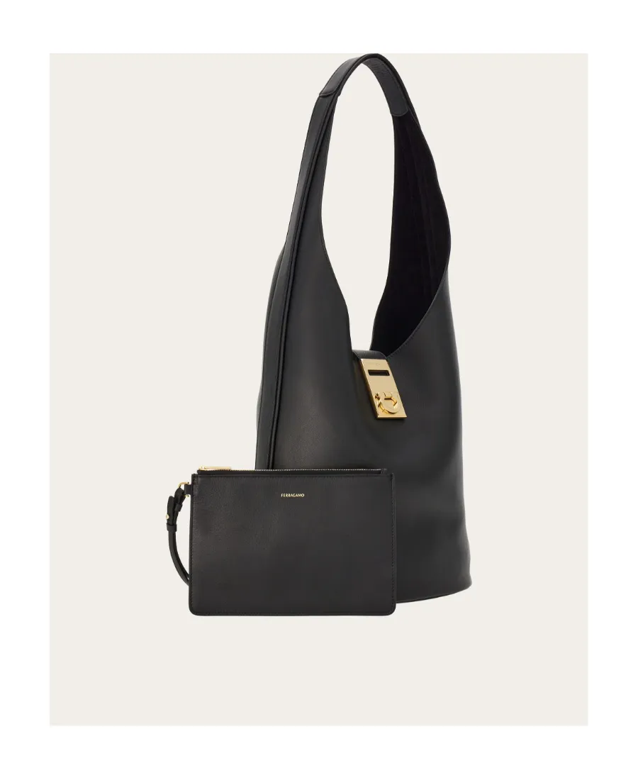 Gancini Buckle Large Shoulder Bag