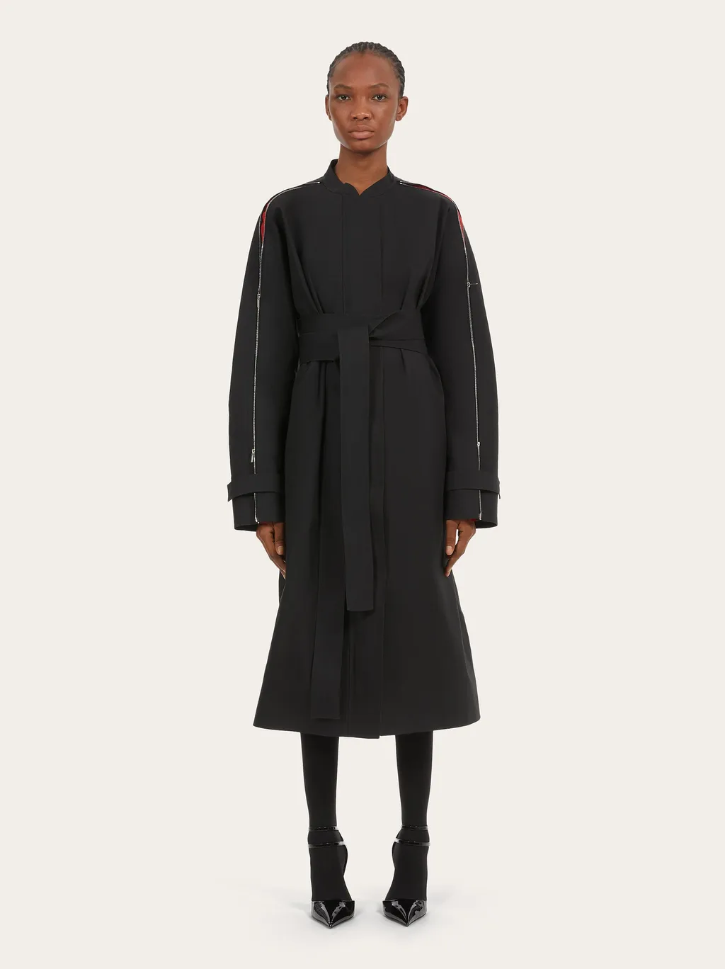 High-Neck Belted Waist Coat