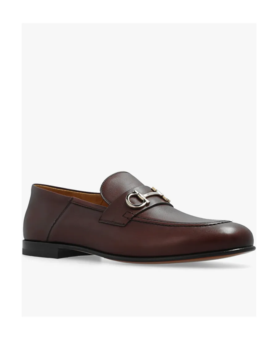 Gancini-Ornament Leather Loafers