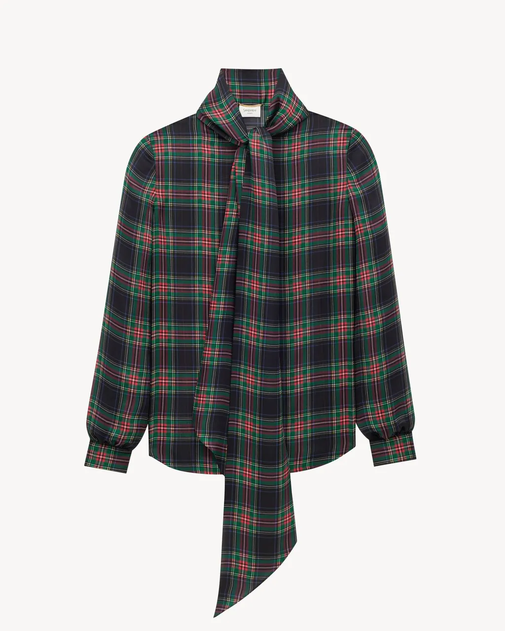 LavalliÈRe Blouse In Tartan Silk Charmeuse