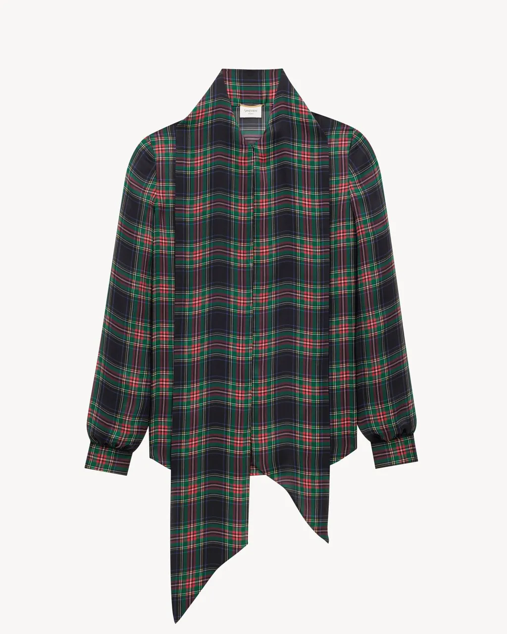 LavalliÈRe Blouse In Tartan Silk Charmeuse