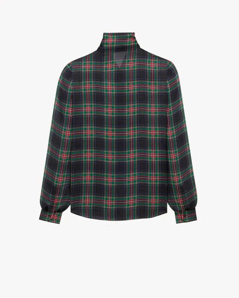LavalliÈRe Blouse In Tartan Silk Charmeuse