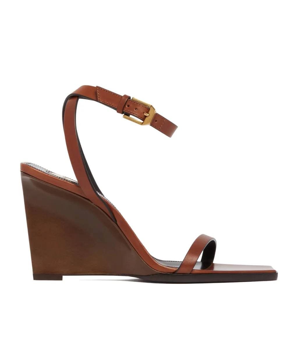 May Leather Ankle-Strap Wedge Sandals 90Mm