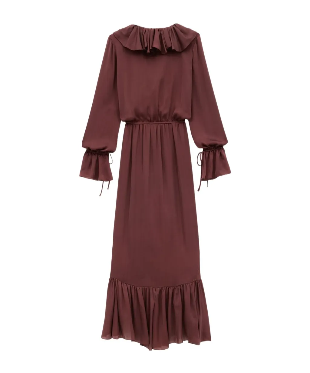 Ruffled V-Neck Wrap Dress