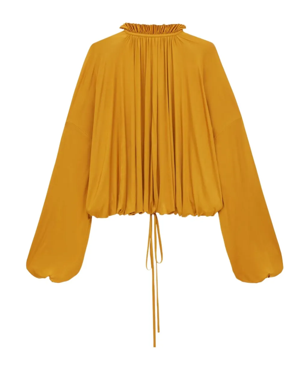 Puff-Sleeved Knitted Shirt