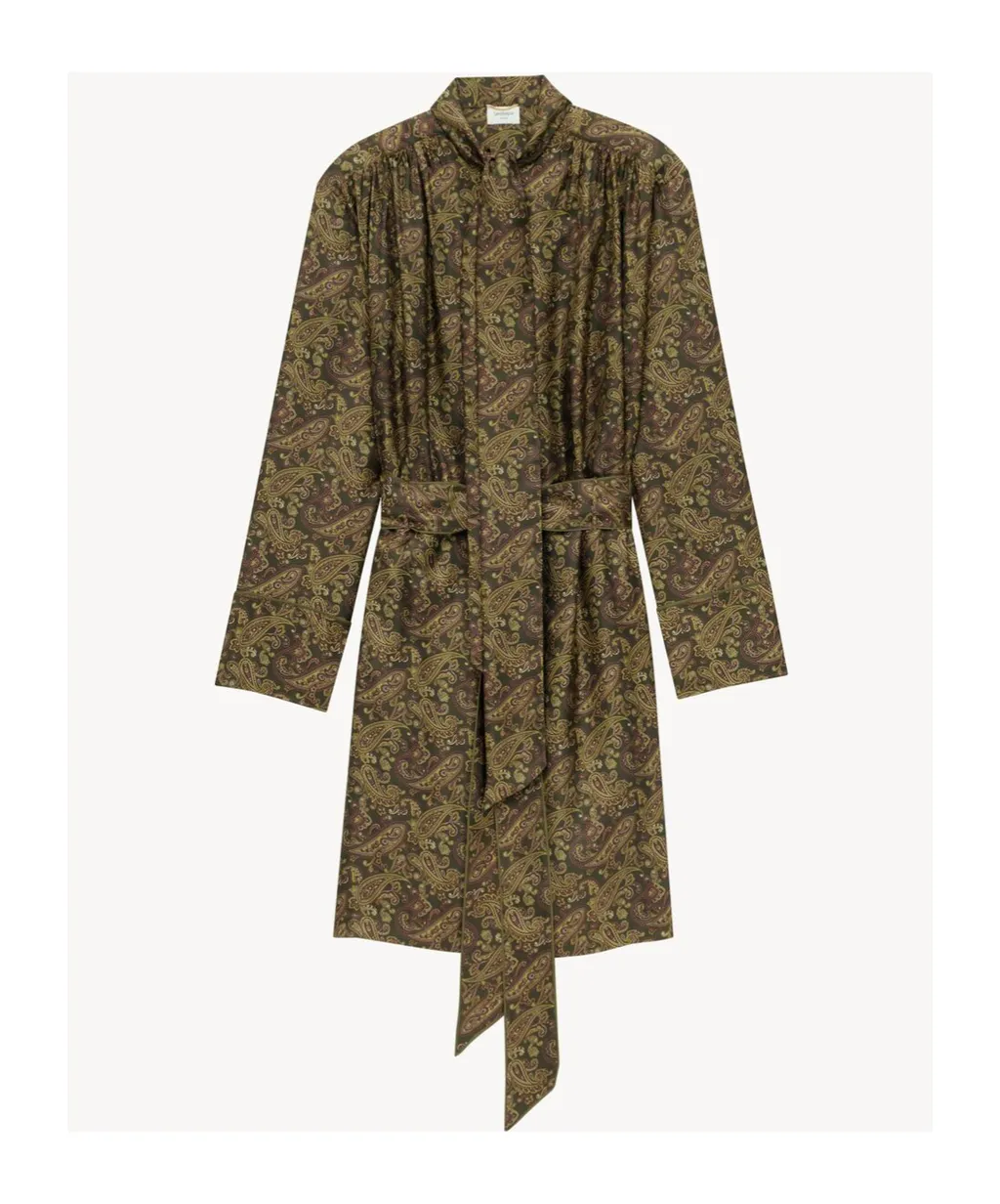 Paisley Print Tie-Detailed Dress