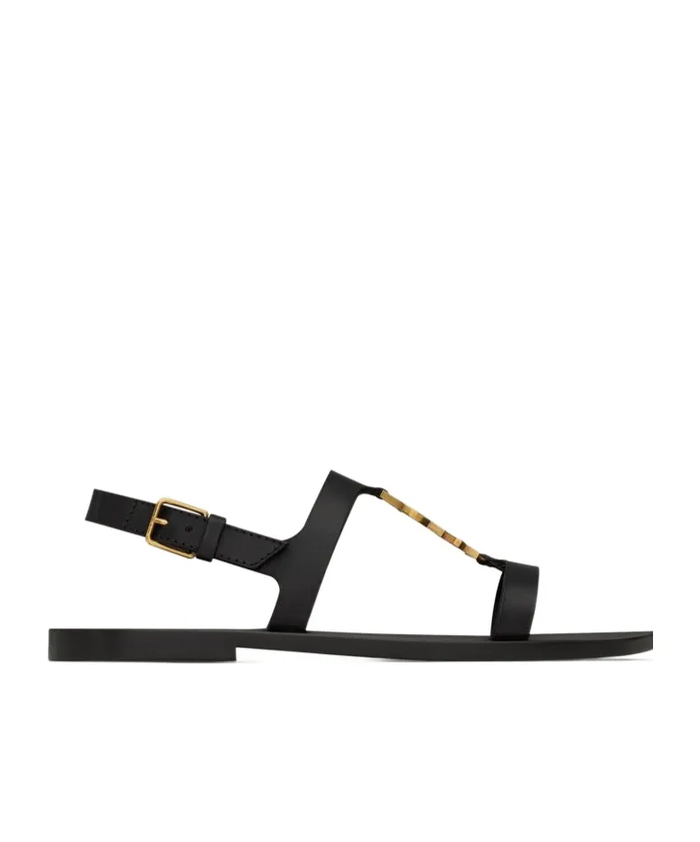 Cassandra Logo Plaque Flat Sandals