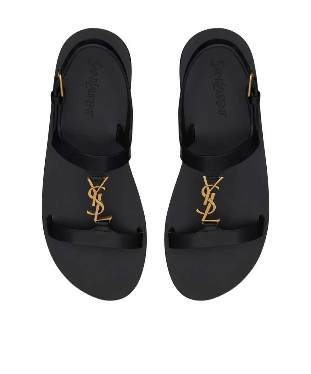 Cassandra Logo Plaque Flat Sandals