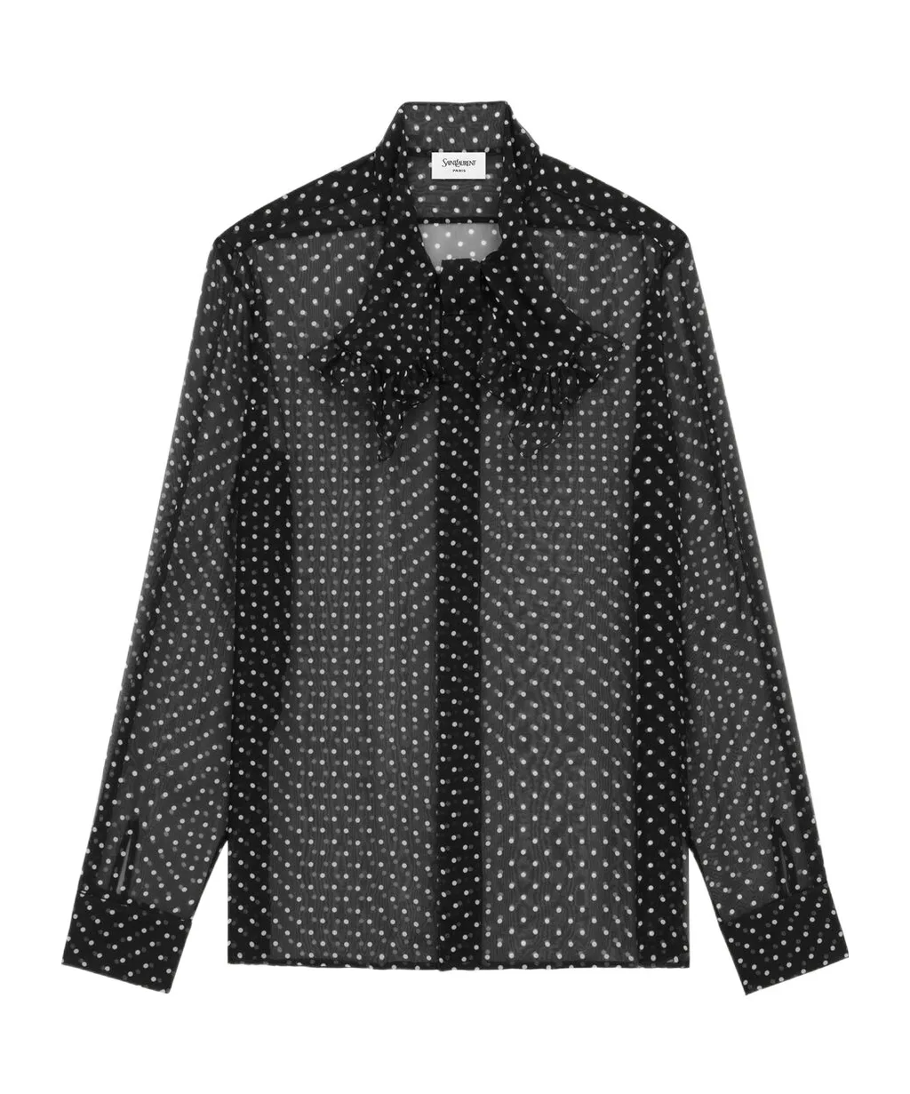 Shirt In Dotted Silk Muslin