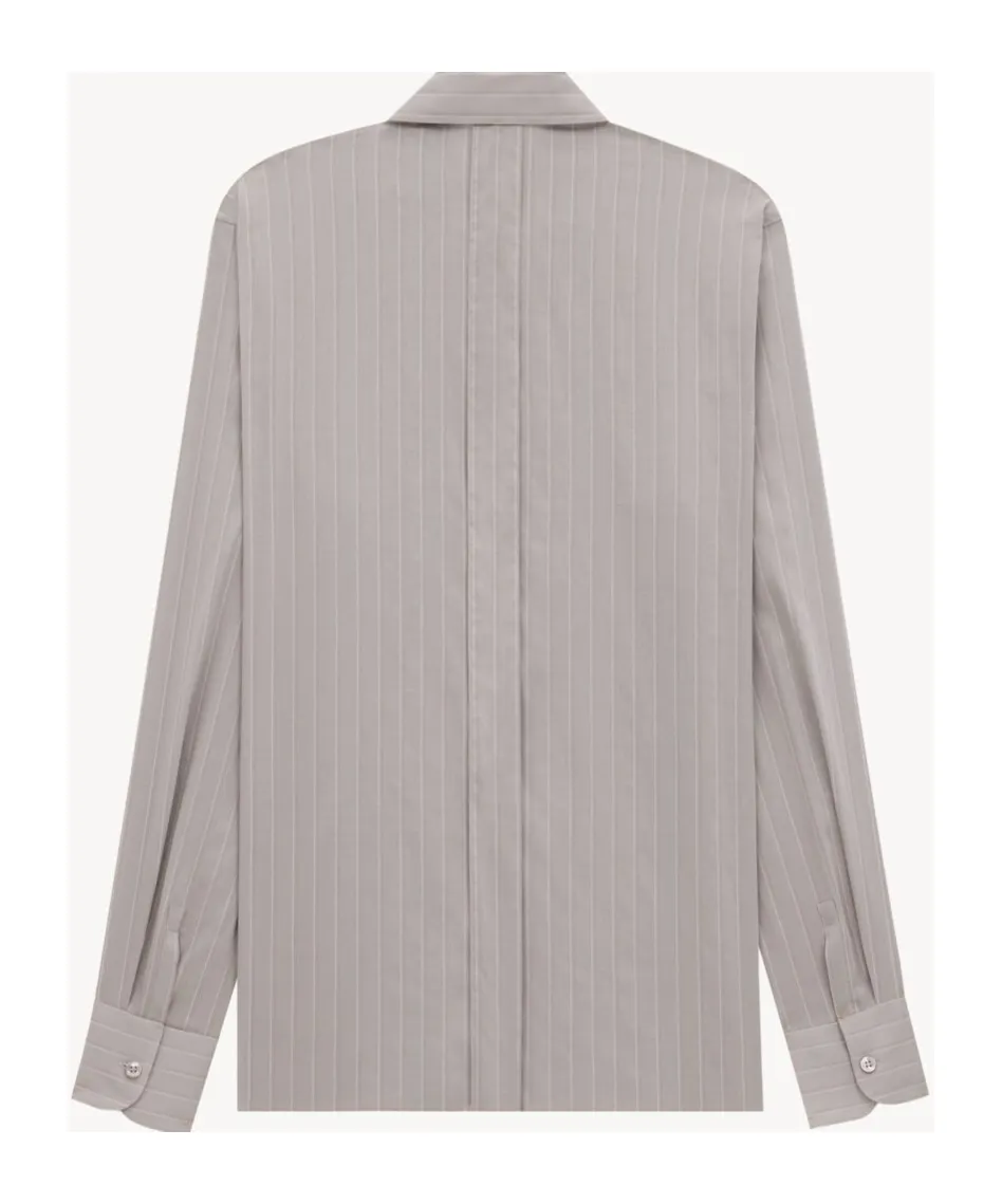 Shirt In Striped Cotton And Silk Voile