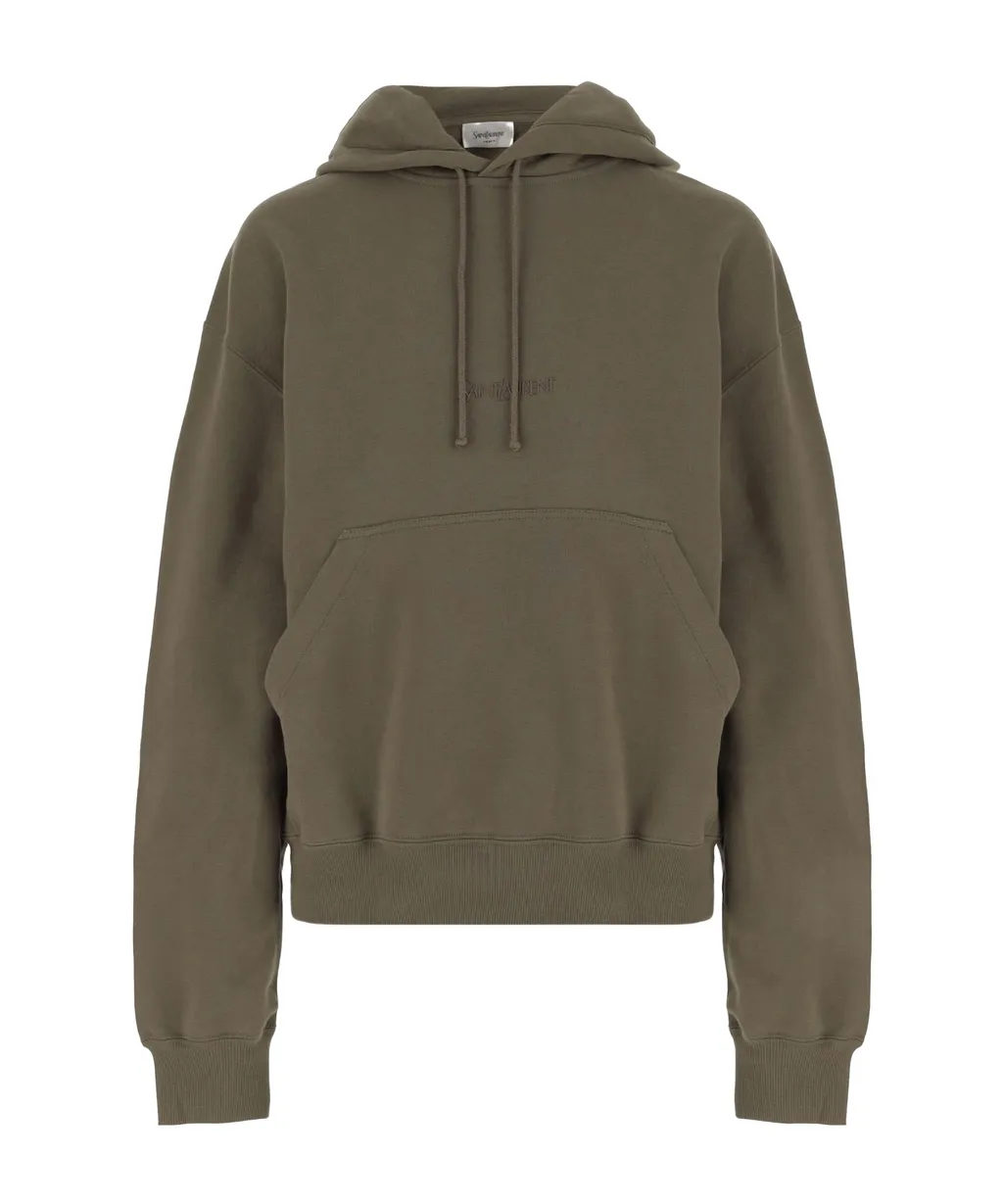 Logo Embroidered Drawstring Hoodie