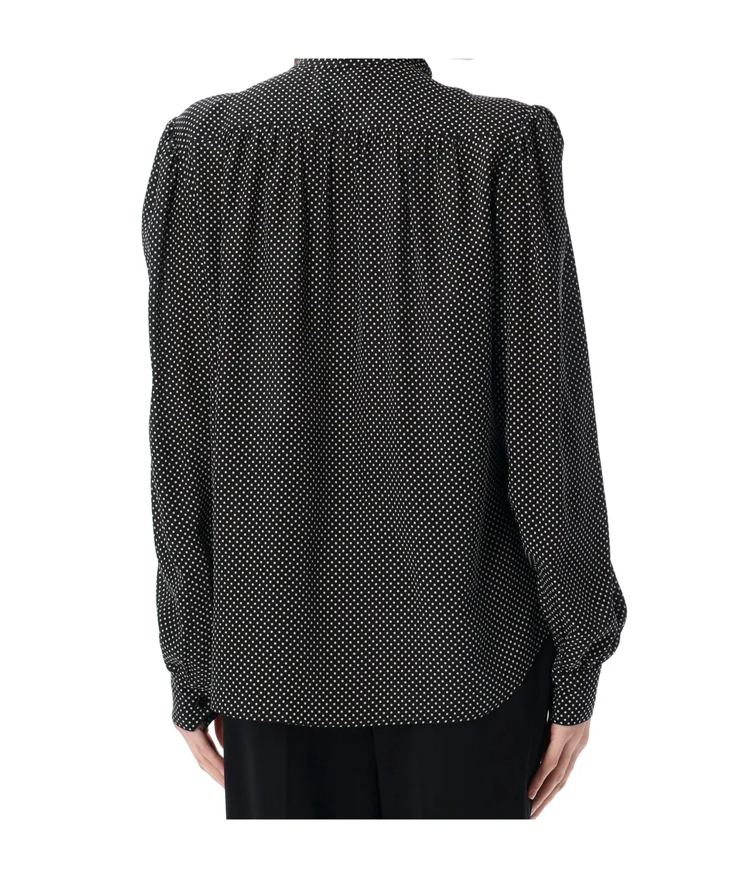 Dotted Pussy-Bow Shirt