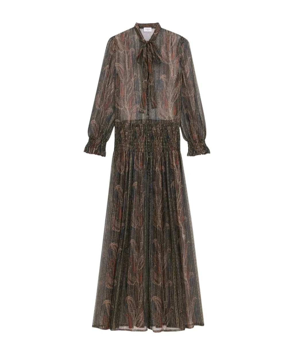 LavalliÈRe Gathered Long-Sleeved Dress