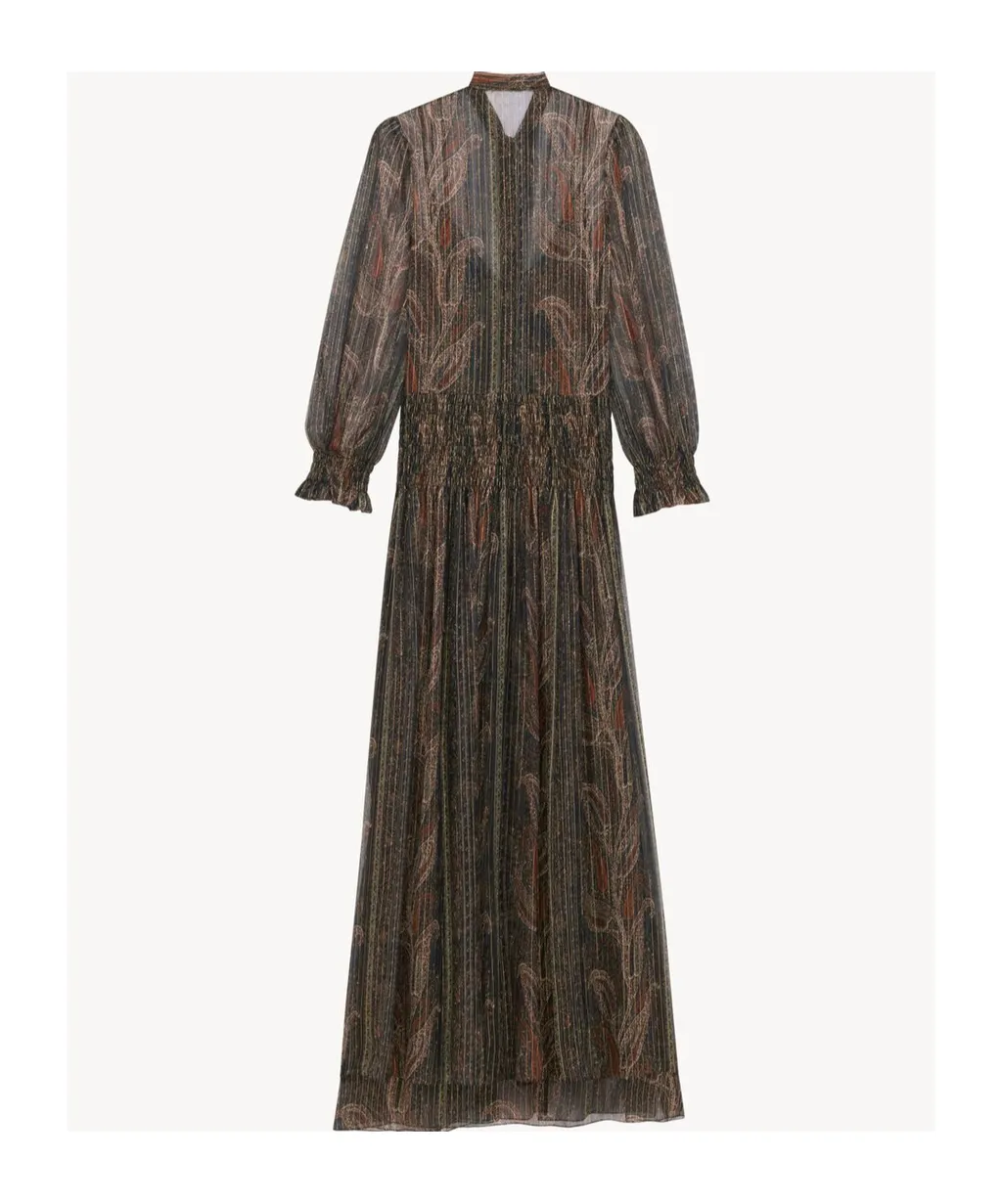 LavalliÈRe Gathered Long-Sleeved Dress