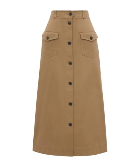 Button Detailed A-Line Skirt