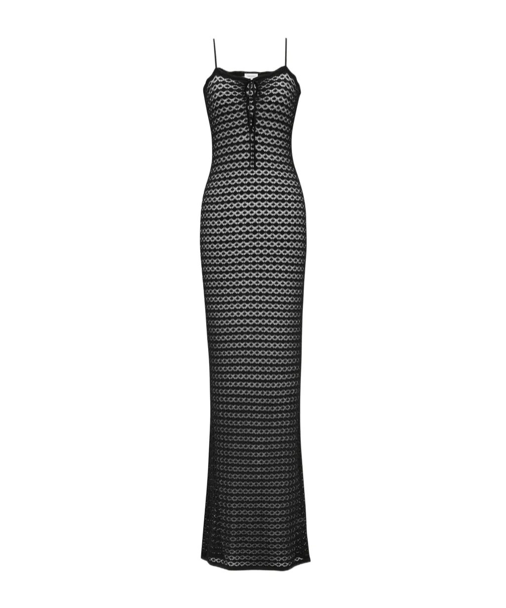 Openwork Pointelle Knit Maxi Dress