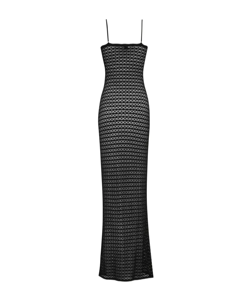 Openwork Pointelle Knit Maxi Dress