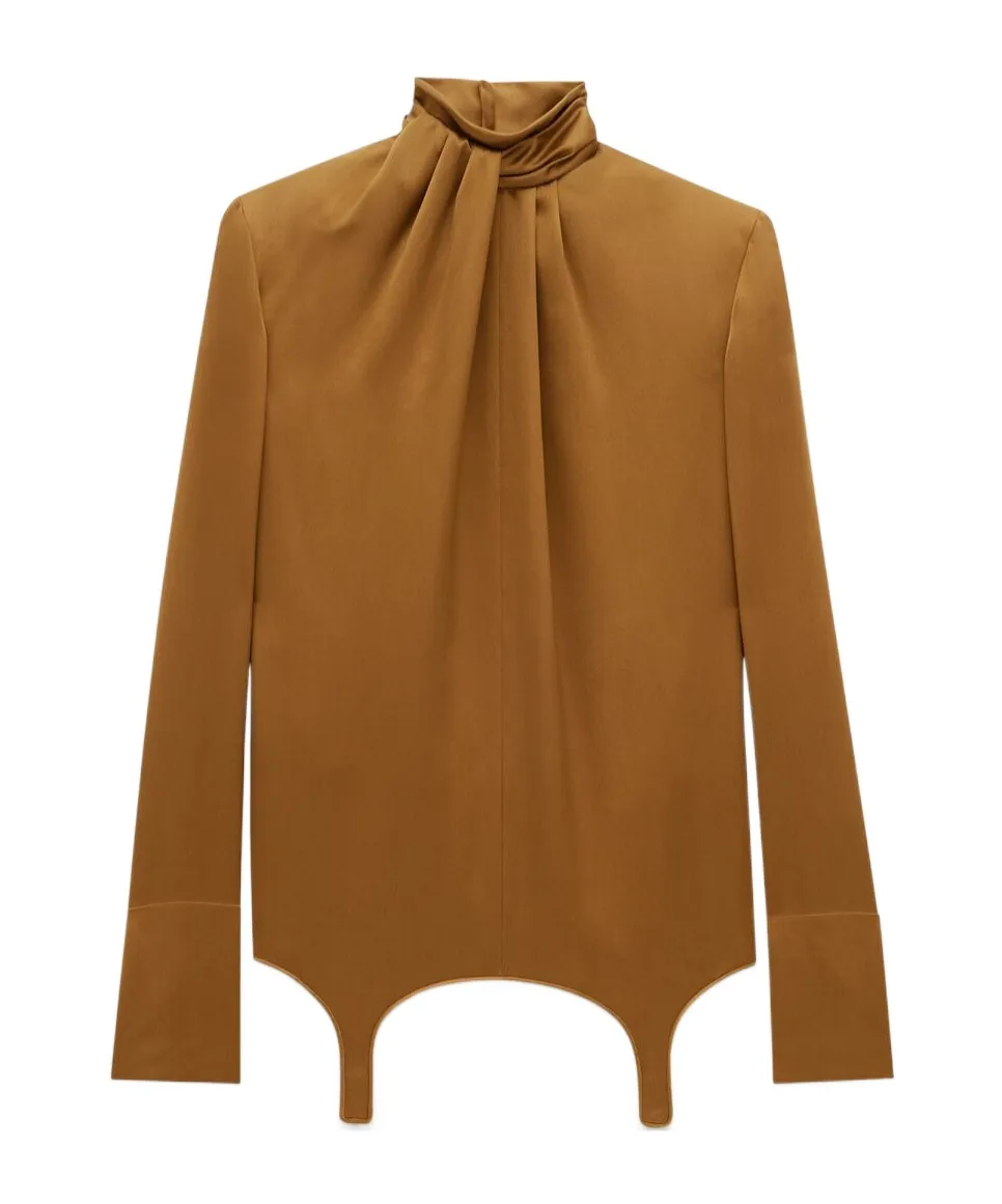 Twist-Neck Garter Blouse