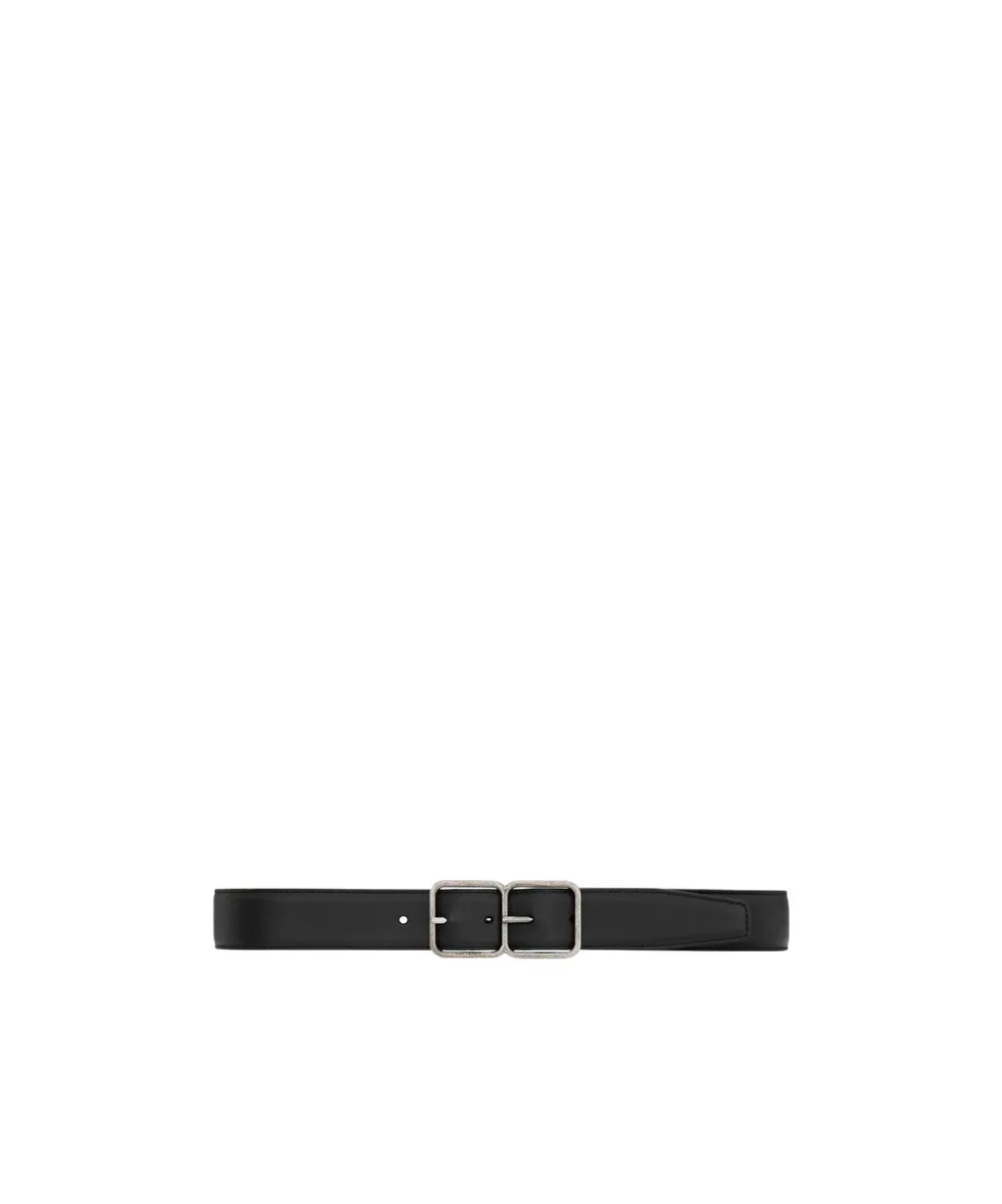 Double Frame Belt In Lacquered Leather
