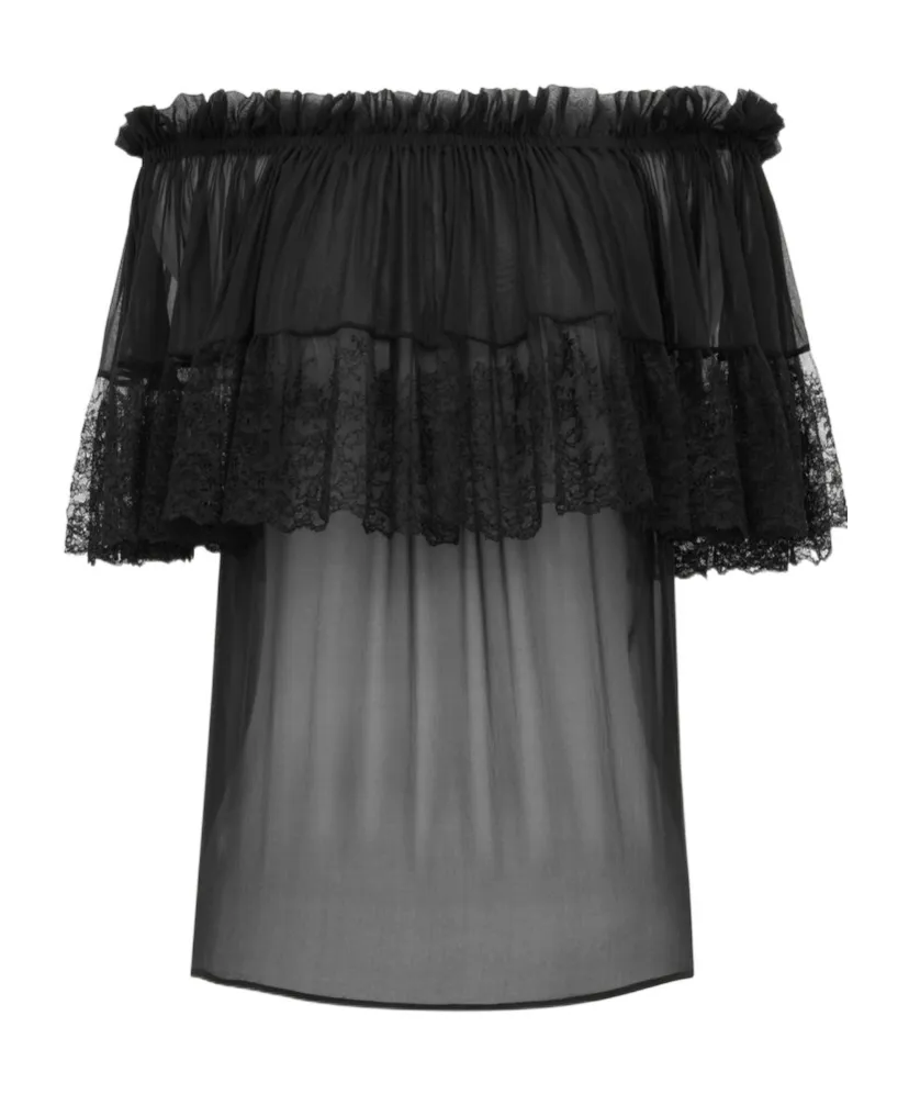 Blouse In Silk Crepe Muslin And Lace