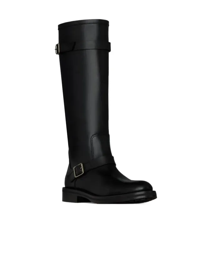 Round-Toe Buckled Boots