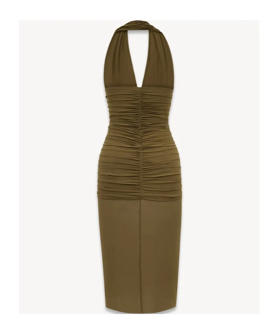 Ruched Midi Halter Dress