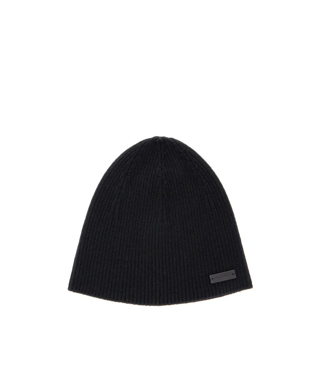 Logo Patch Ribbed Beanie