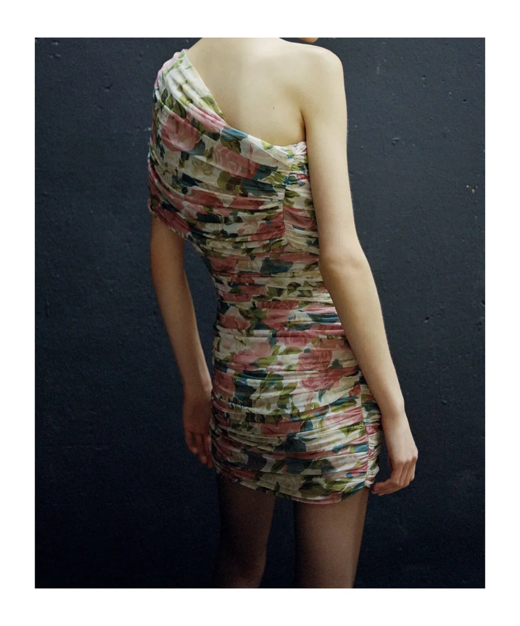 Ruched One-Shoulder Dress