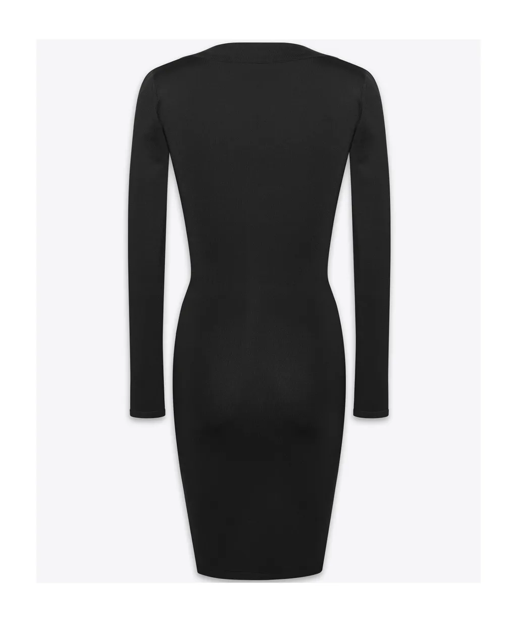 DÉColleté Long-Sleeved Knitted Dress