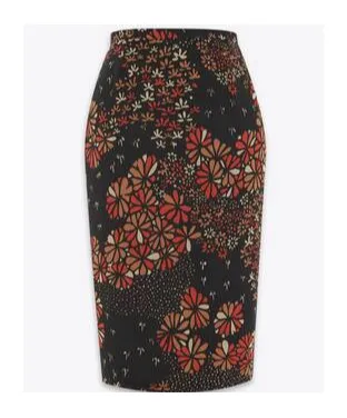 Pencil Skirt In 70's Floral Silk Muslin