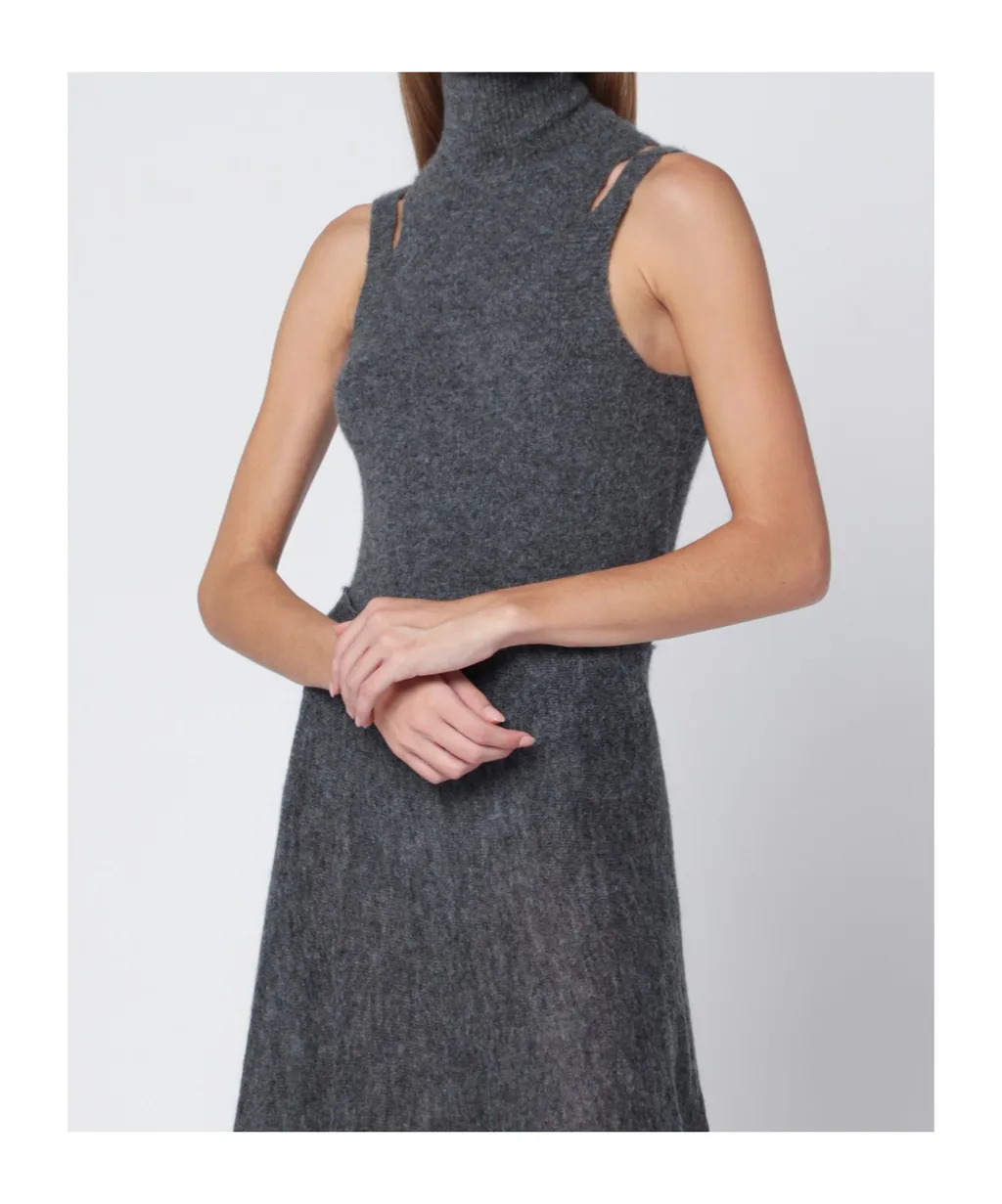 High-Neck Openwork Knit Vest