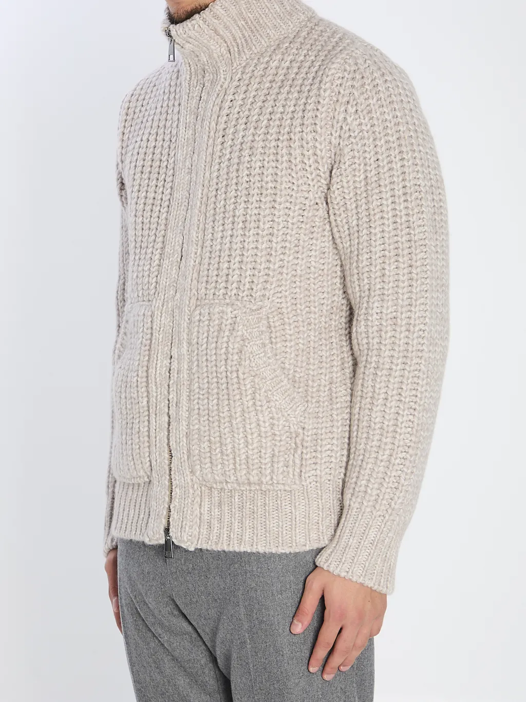 Ribbed Zipped Cardigan