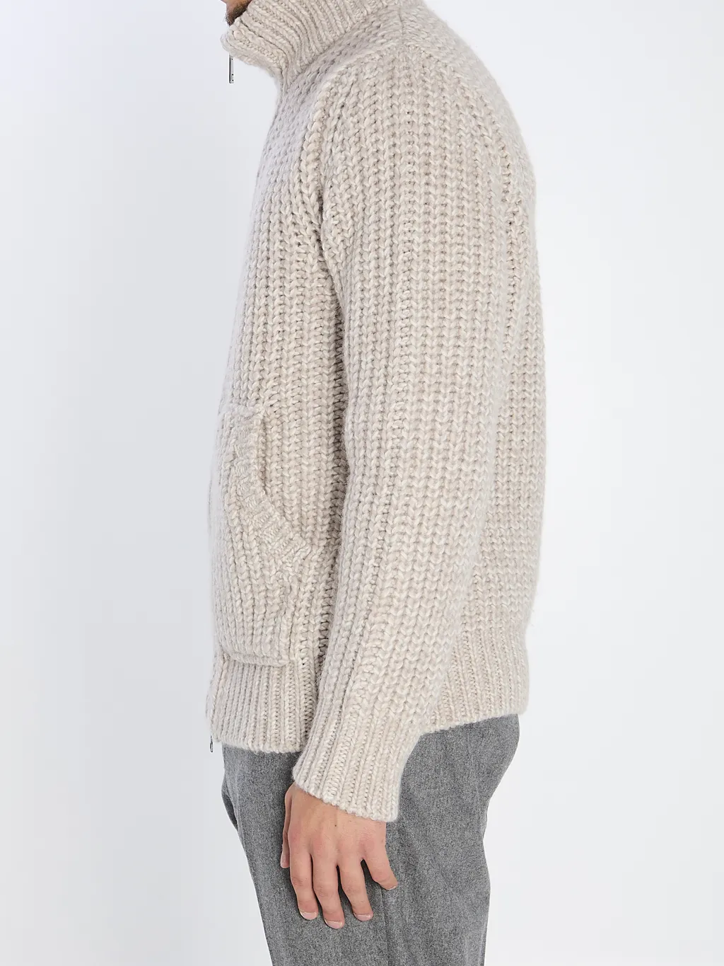 Ribbed Zipped Cardigan