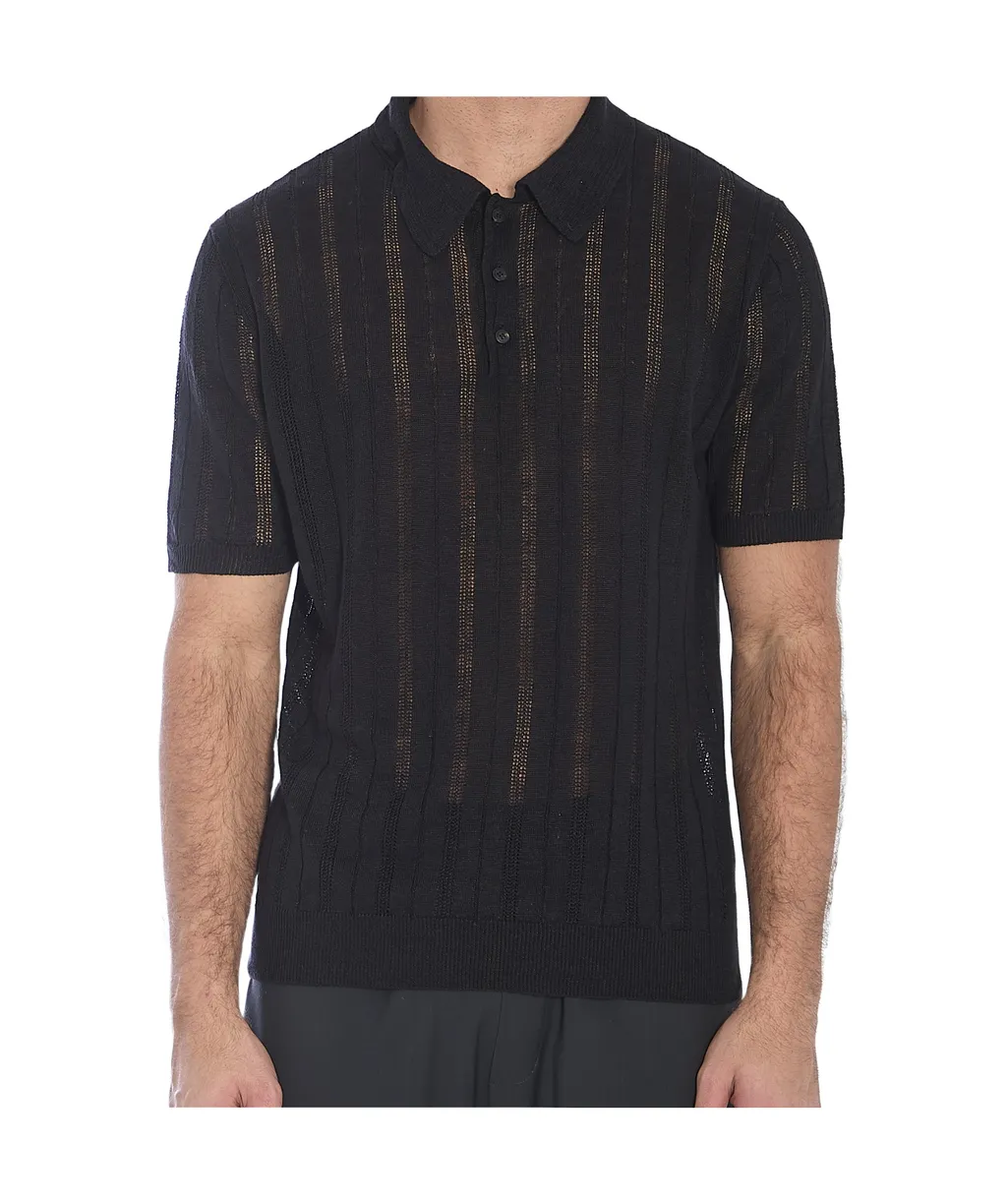 Openwork-Knit Polo Shirt