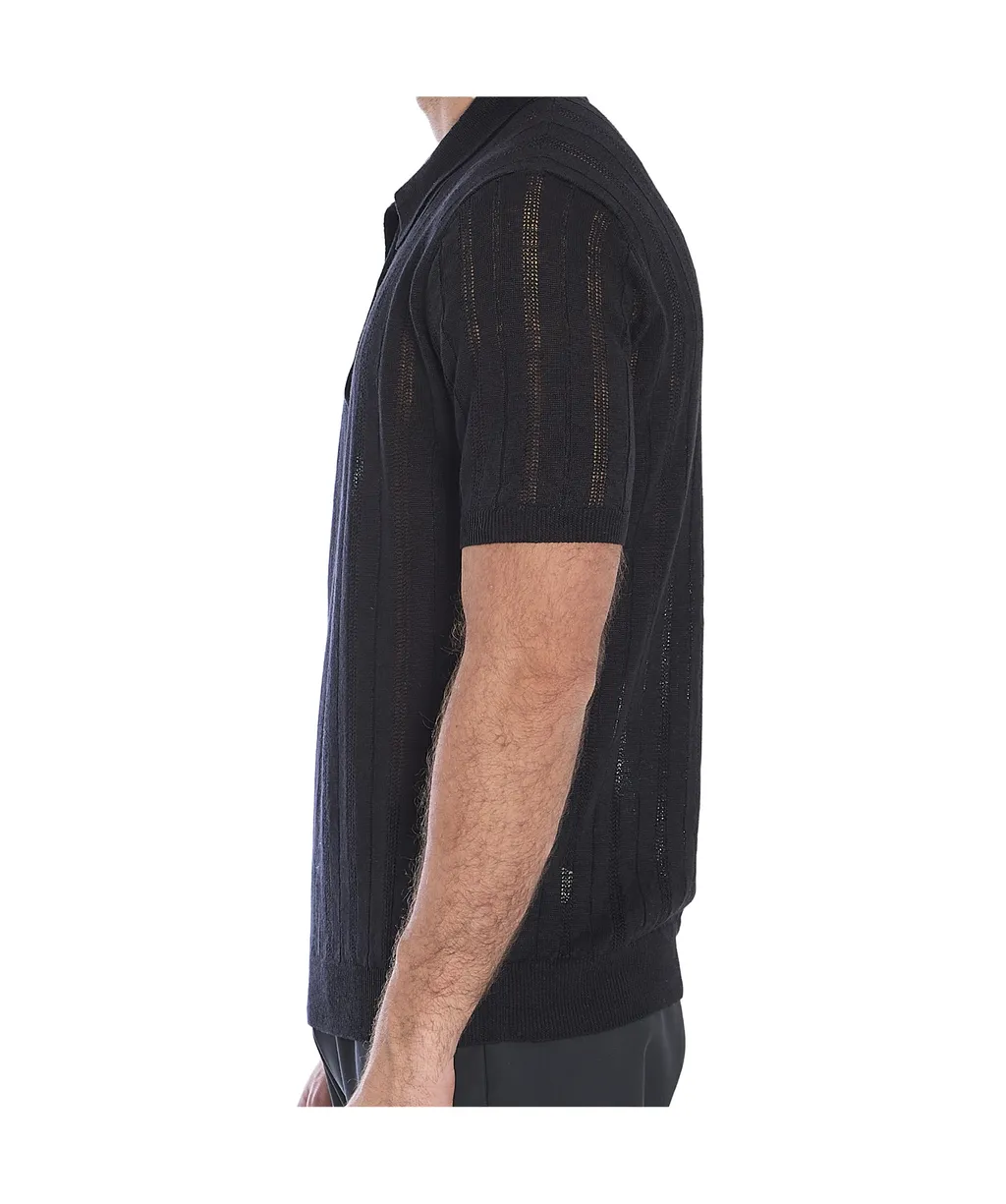 Openwork-Knit Polo Shirt